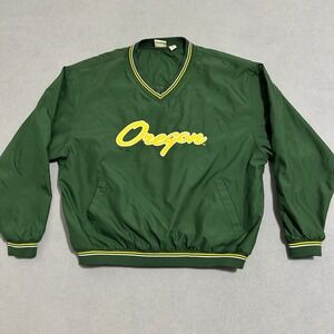 Red Oak Oregon Duck V-Neck Wind Shirt Pullover Long Sleeve Green Mens Size XL